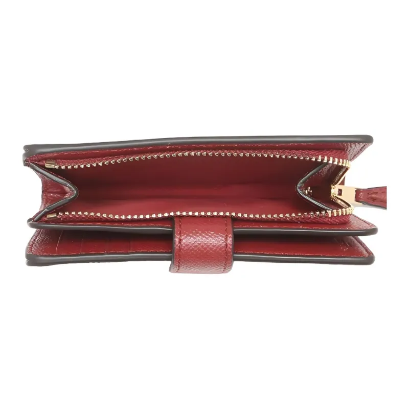 COACH Corner Zip Leather Wallet Medium Size Women's Red-2
