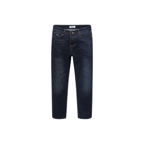 Jeep Jeans Men Dark Blue Fleece-Lined