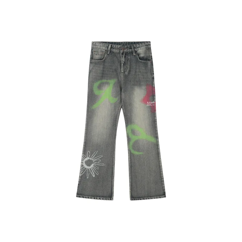 A chock Spray Paint Unisex Jeans-0