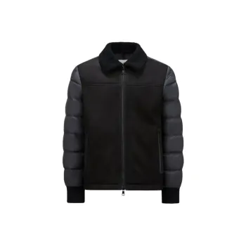 Moncler Jumeaux Leather Down Jacket Down Jacket Men's Black