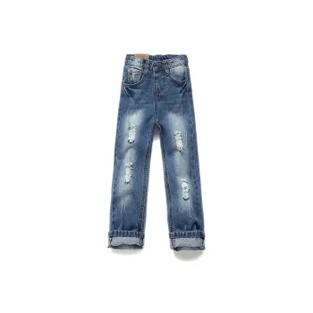 NEAR HERE Jeans Unisex Classic Vintage Blue Tone