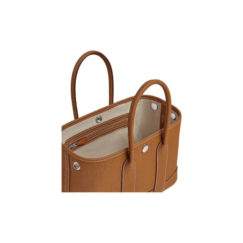 HERMES NEO GARDEN 23 Canvas With Calfskin Handbag Mini Women's 37 Gold Brown-2