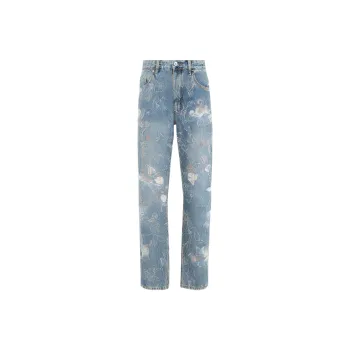 TOUHAOQINGNIAN Jeans Unisex Light Blue