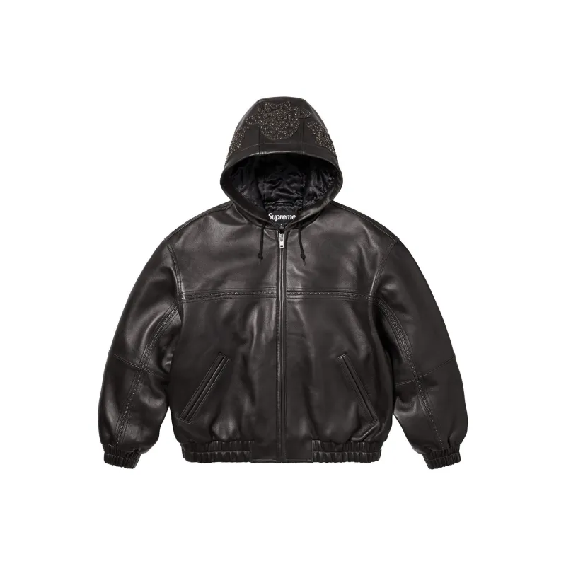 Supreme Studded Hooded Leather Jacket-3