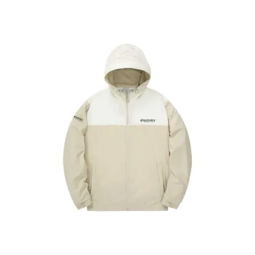 Discovery Expedition Outdoor Color Block Windbreaker Ivory Jackets Coats Men's Khaki