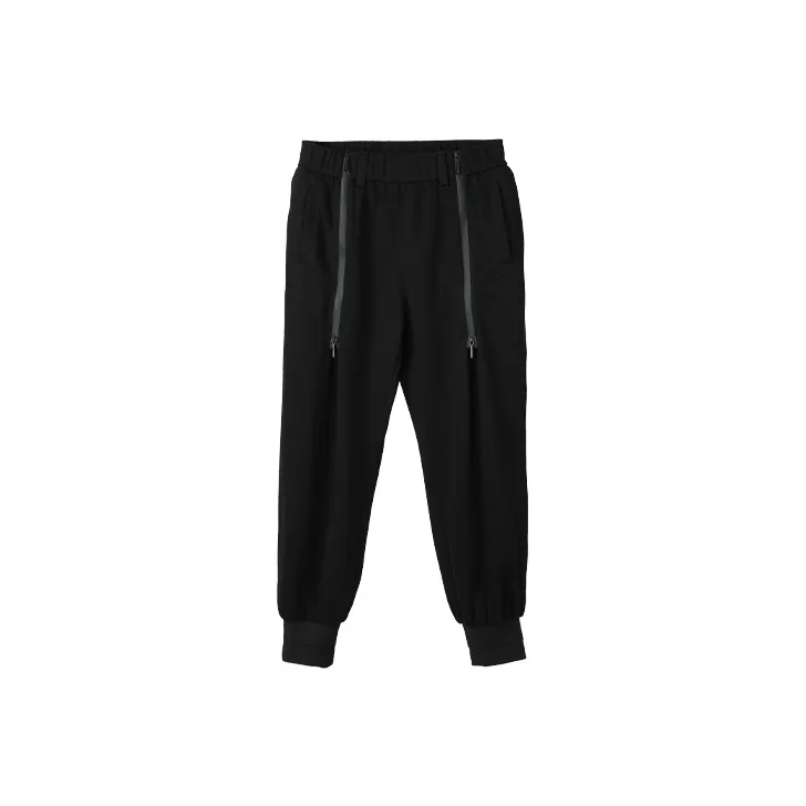 NORVINCY Breathable Elastic Waistband Solid Color Casual Pants Unisex-0