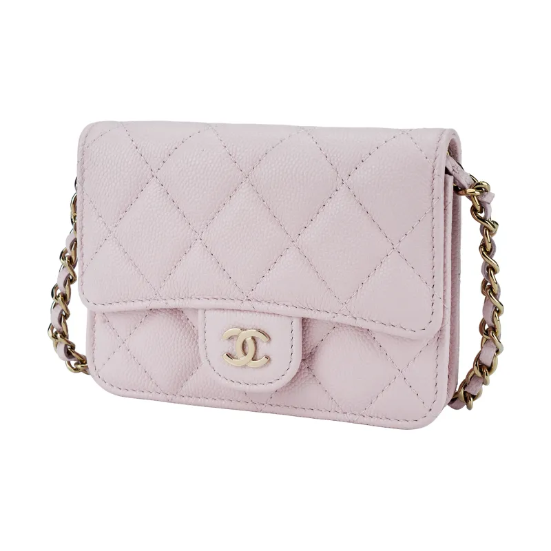 CHANEL 22SS Cow Leather Evening Bag, Coin Purse, Shoulder Bag, Crossbody Bag Mini Women's Pink-1