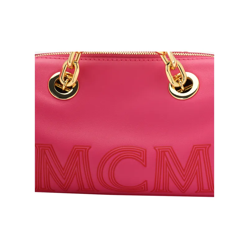 MCM Cow Leather Boston Bag, Pillow Bag, Shoulder Bag, Crossbody Bag, Handbag Mini Women's Purple-4
