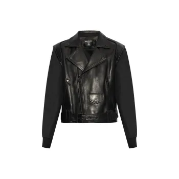 BALMAIN Zip Detailed Leather Jacket