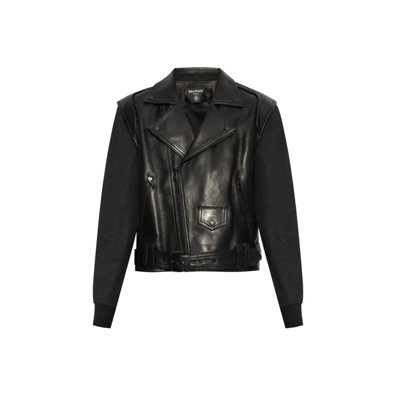 BALMAIN Zip Detailed Leather Jacket-0