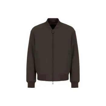 EMPORIO ARMANI Zipped Bomber Jacket In Technical Stretch Nylon