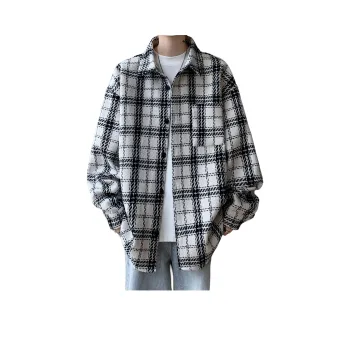 A28T Jackets Coats Unisex White Plaid Color
