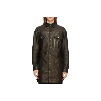RICK OWENS Oversized Press-Stud Leather Jacket