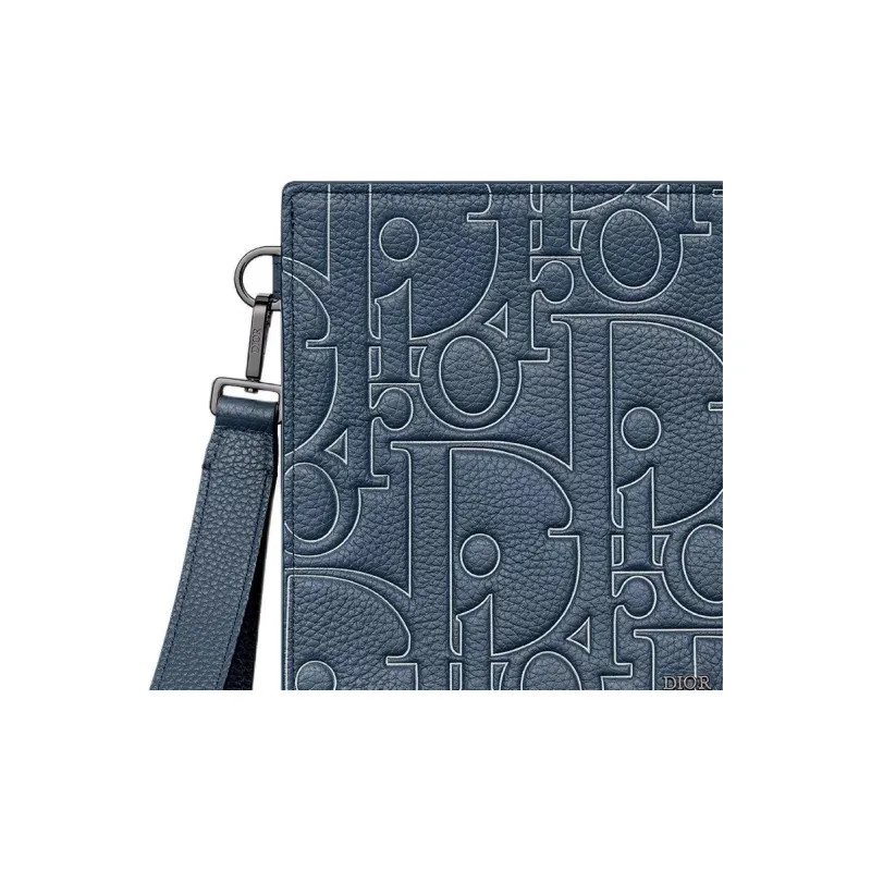 DIOR Cow Leather Clutch Women's Marine Blue-4