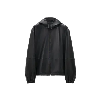 LOEWE Hooded Zipped Leather Jacket