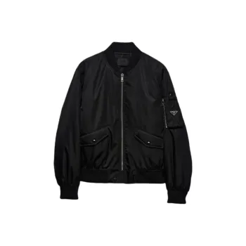 PRADA Triangle Logo Zipped Bomber Jacket