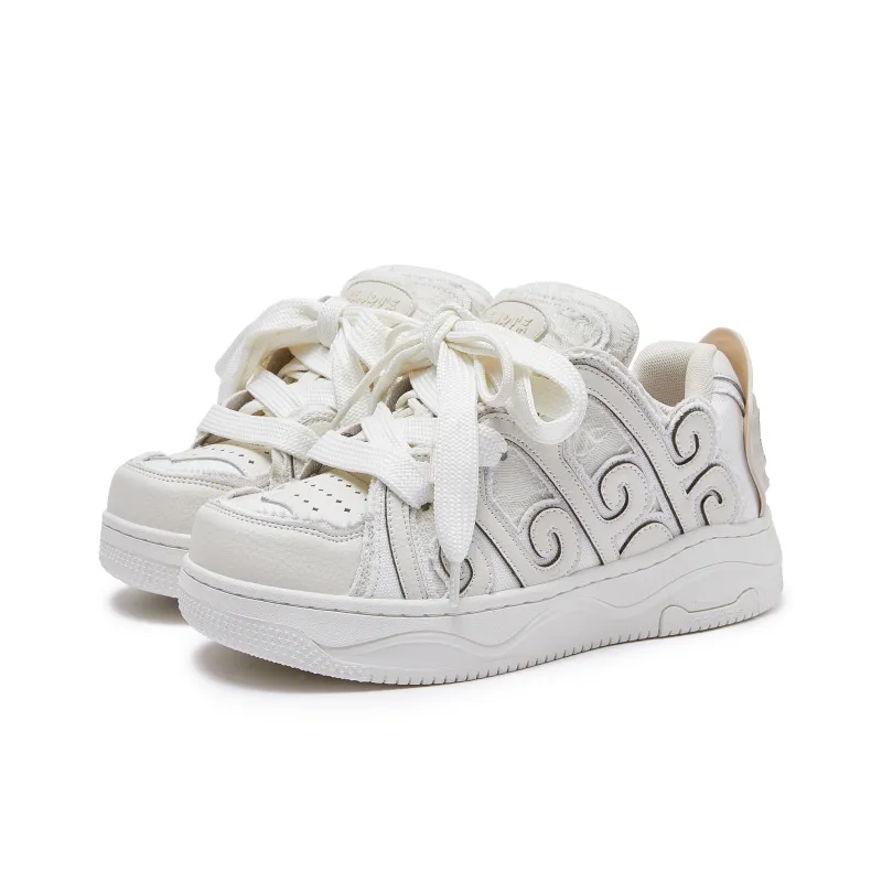 MC DOS Cushioning Height Increase With Moisture Wicking Properties Low Top Skateboard Shoes Unisex Ecru-1