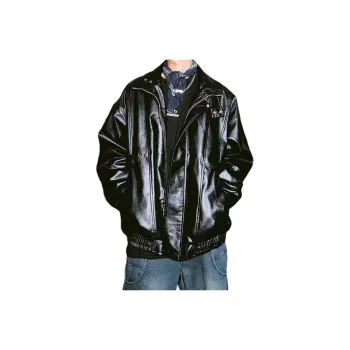 RAP PANDA Leather Jacket Unisex Black