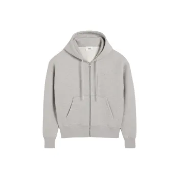 AMIPARIS De Coeur Logo Detailed Zip Up Drawstring Hoodie