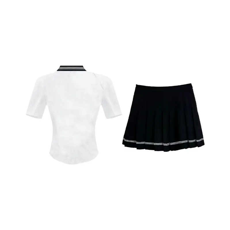 Manekniv Skirt Set Women's White Shirt/Black Pleated Skirt-1