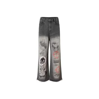PAINT STAIN Jeans Unisex Black Gray