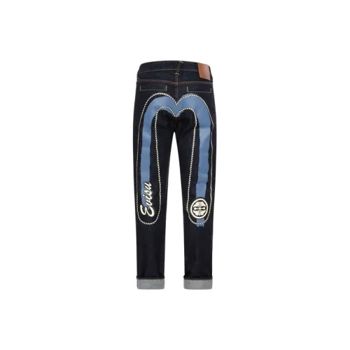EVISU AW23 DOUBLE DAICOCK PRINT CARROT FIT SELVEDGE DENIM JEANS Denim Blue