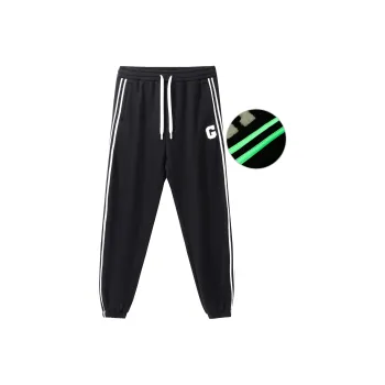 GXXX Knitted Fabric Glow In The Dark Casual Sweatpants Unisex Black