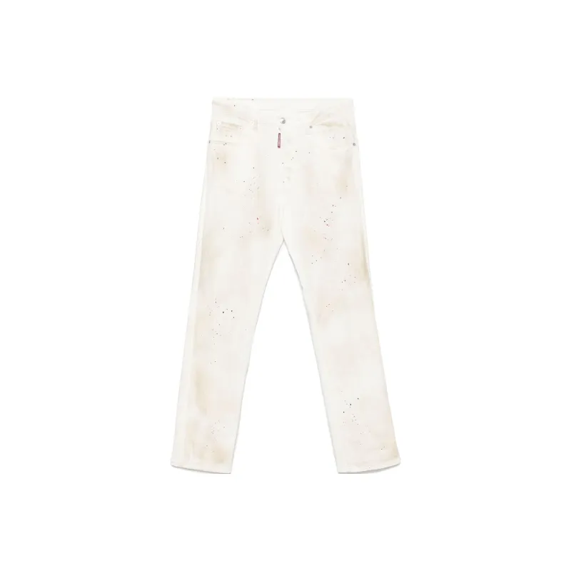 DSQUARED 2 Paint Splatter Detailed Wide Leg Jeans-0