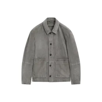 Massimo Dutti Leather Jacket Men's Gray