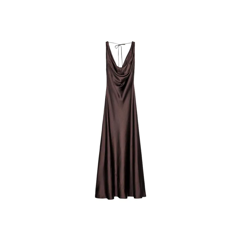 ZARA ZW Series Slip Dress Women's Brown-1