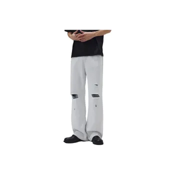 Menglaini Jeans Unisex Blue Yarn White