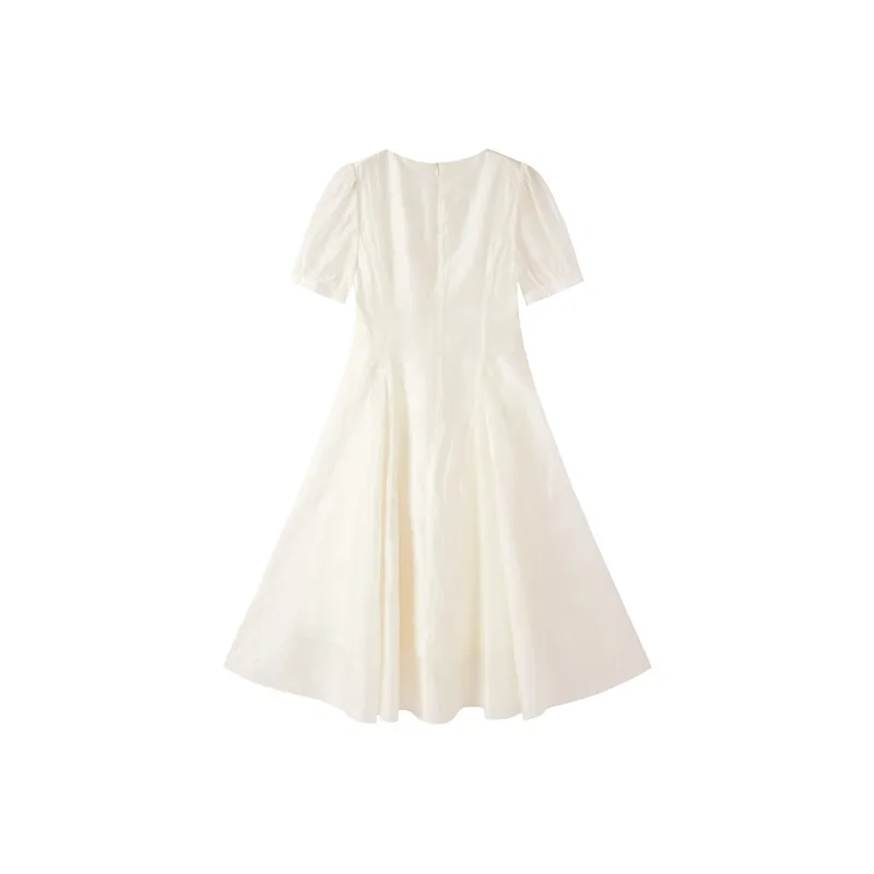 XIANGYING Short Sleeved Dress Women's Ecru-1