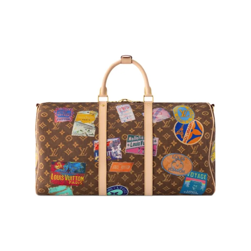 LOUIS VUITTON KeepallBandoulière Monogram Canvas One Shoulder Crossbody Bag, Travel Bag Unisex Brown-3