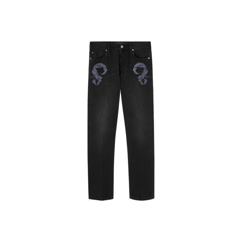 VERSACE Barocco embroidered Mid rise Straight leg Jeans-0
