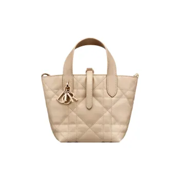 DIOR Toujours Calfskin Tote Bag, Shopping Bag, Shoulder Bag, Handbag Women's Pink Beige