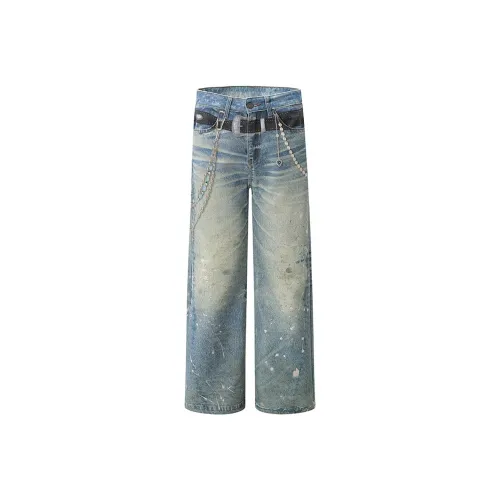 COOLALPACA Jeans Unisex Dirty Dyed Blue