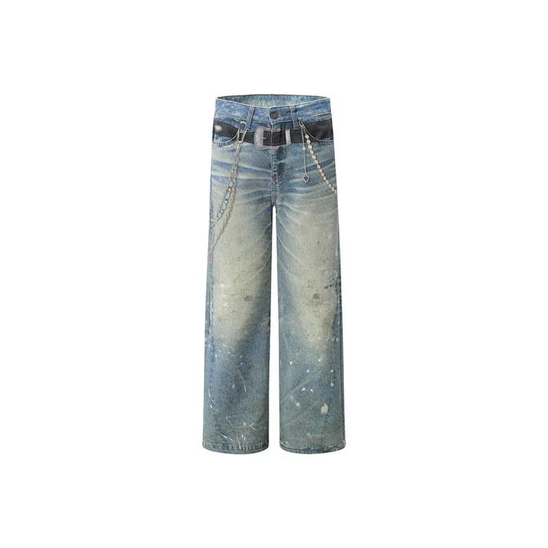 COOLALPACA Jeans Unisex Dirty Dyed Blue-0