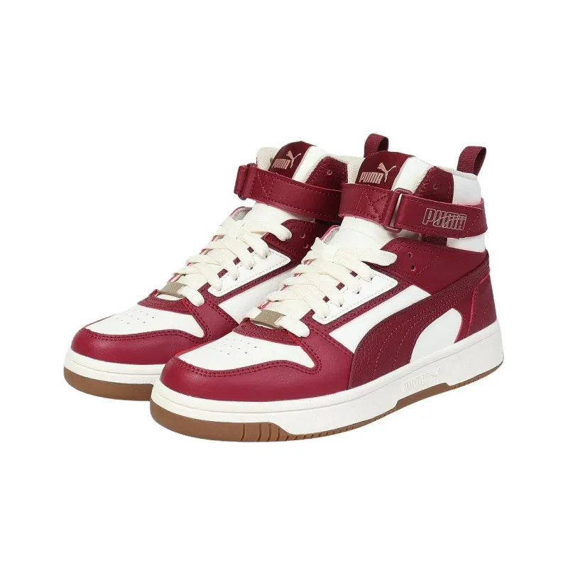 PUMA Rebound Joy Anti Slip Wear Resistant High Top Skateboard Shoes Unisex Red White-1