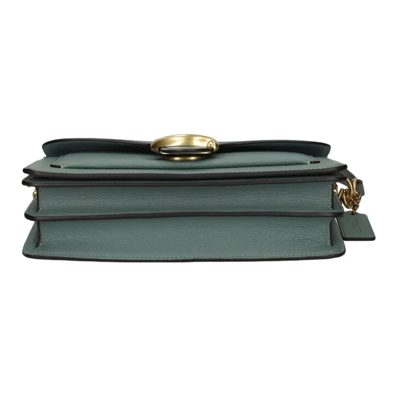 COACH Leather Shoulder Bag Medium Size Women's Blue Green-4