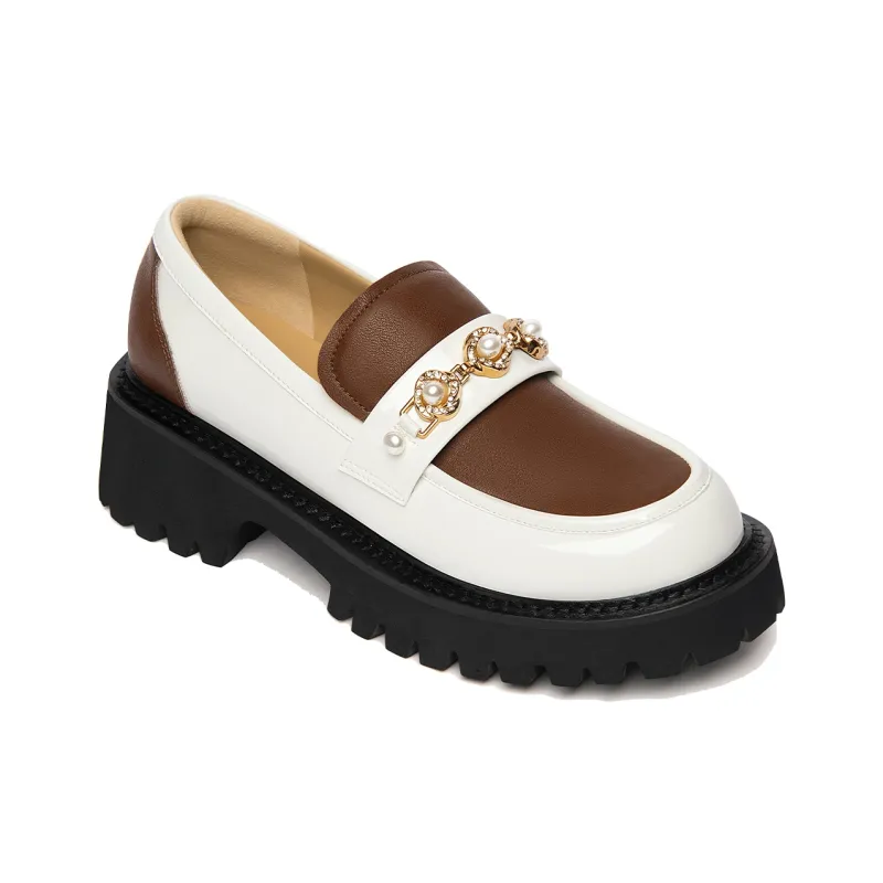 Lily Wei Pine Fluff Cloud Loafers Women's White & Brown-2