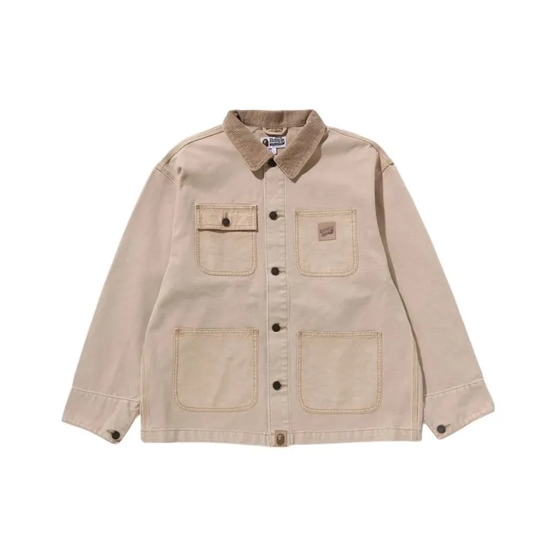 Bape Line Camo Jacquard Patched Pocket Garment Dye Work Jacket-0