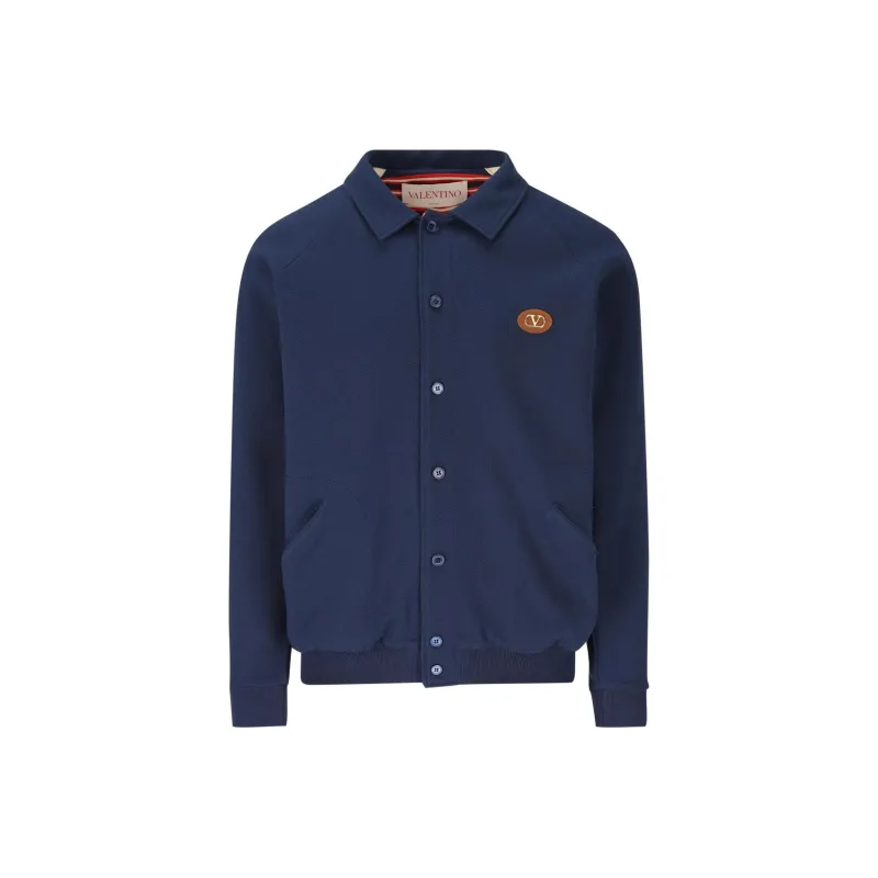 Valentino VLogo Signature Button Up Bomber Jacket-0