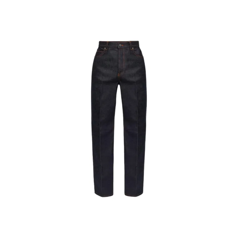 Ferragamo Logo appliqué Contrast stitching Straight leg Jeans-0