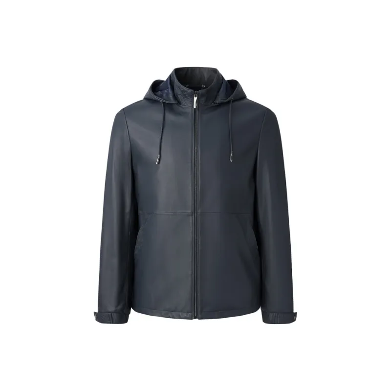 RARE Leather Jackets Men Blue-0