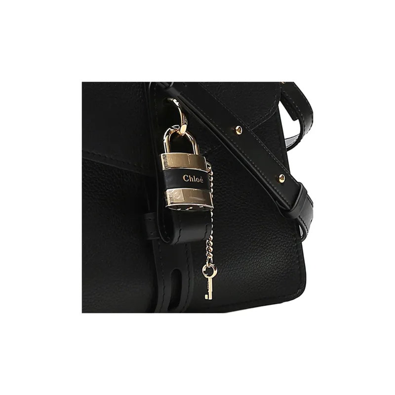 Chloe Calfskin Shoulder Bag, Crossbody Bag, Handbag Medium Size Women's Black-4