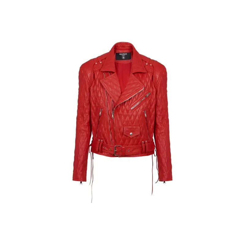 BALMAIN Quilted Leather Biker Jacket-0