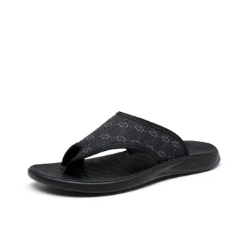 Tonlion Stitching Slip Resistant Flip Flops Men's Black