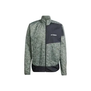 Adidas Terre TRAIL RUNNING WIND JACKET Trench Coat Men's Silver Green