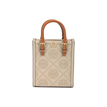 TORY BURCH T Monogram Leather Tote Bag Shopping Bag Shoulder Bag Crossbody Bag Handbag Mini Women's Almond Pink