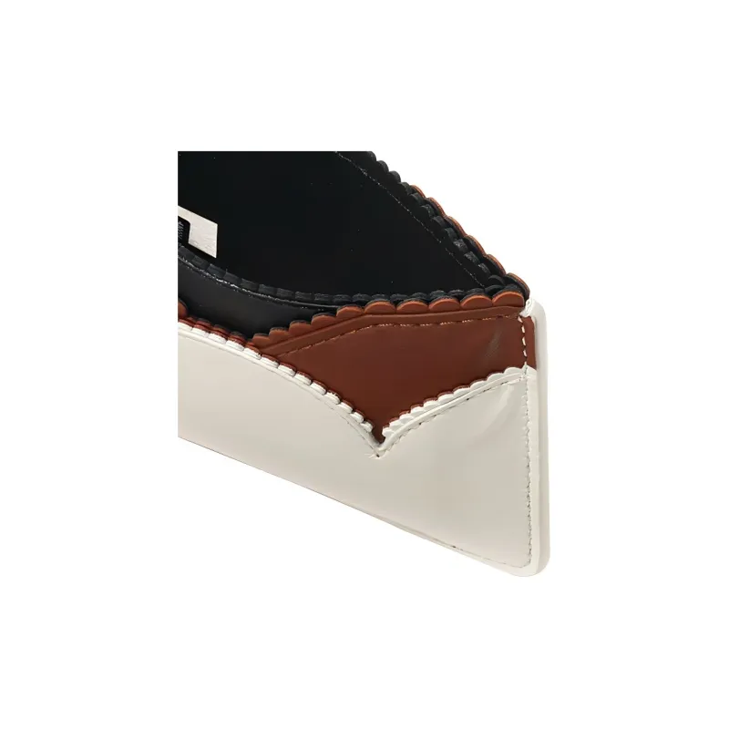 Chloe Linda Shiny Calfskin Card Clip Card Holder Women's White/Red Brown/Black-3